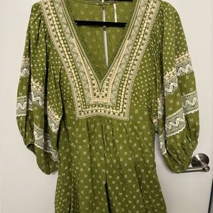 Free People Green Bohemian Dress